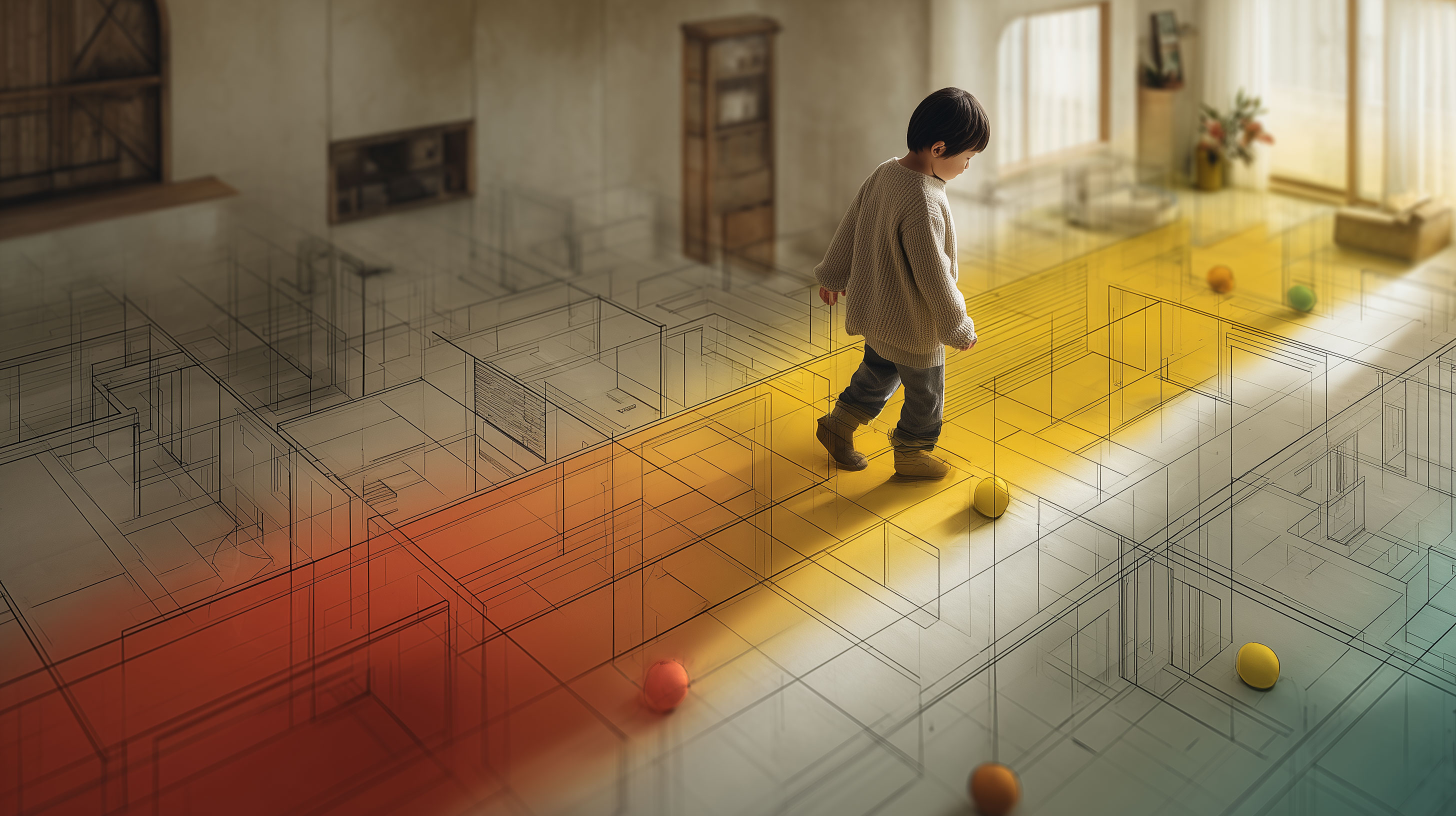 A child figure moving toward the one resolved condition in a vast failing healthcare system